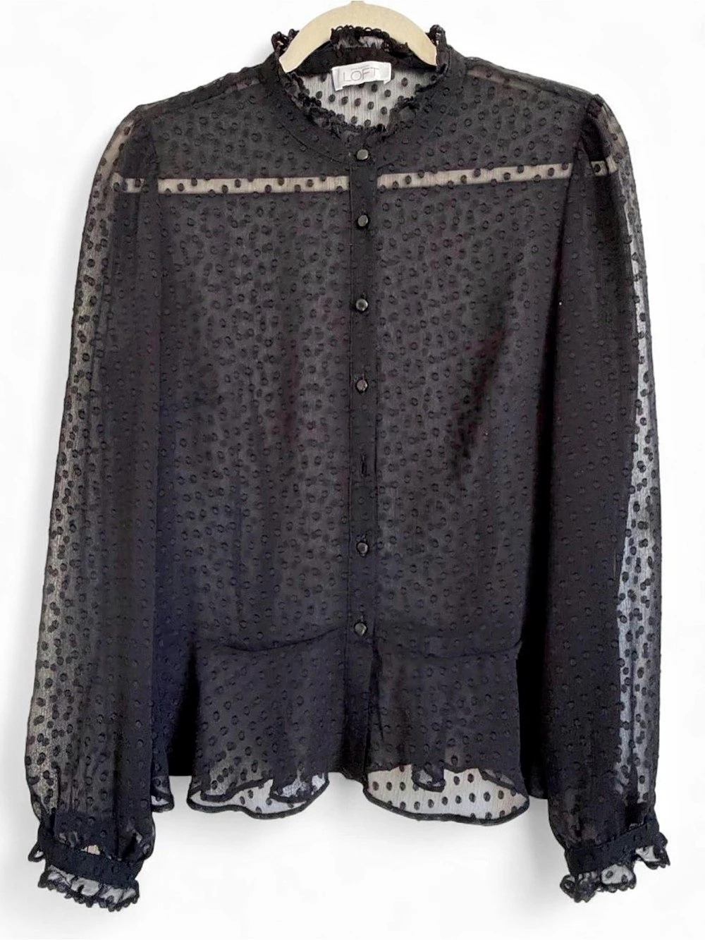 LOFT Black Polka Dot Blouse